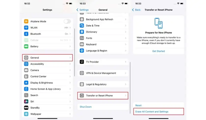 بازنشانی آیفون به تنظیمات کارخانه آماده سازی آیفون برای فروش