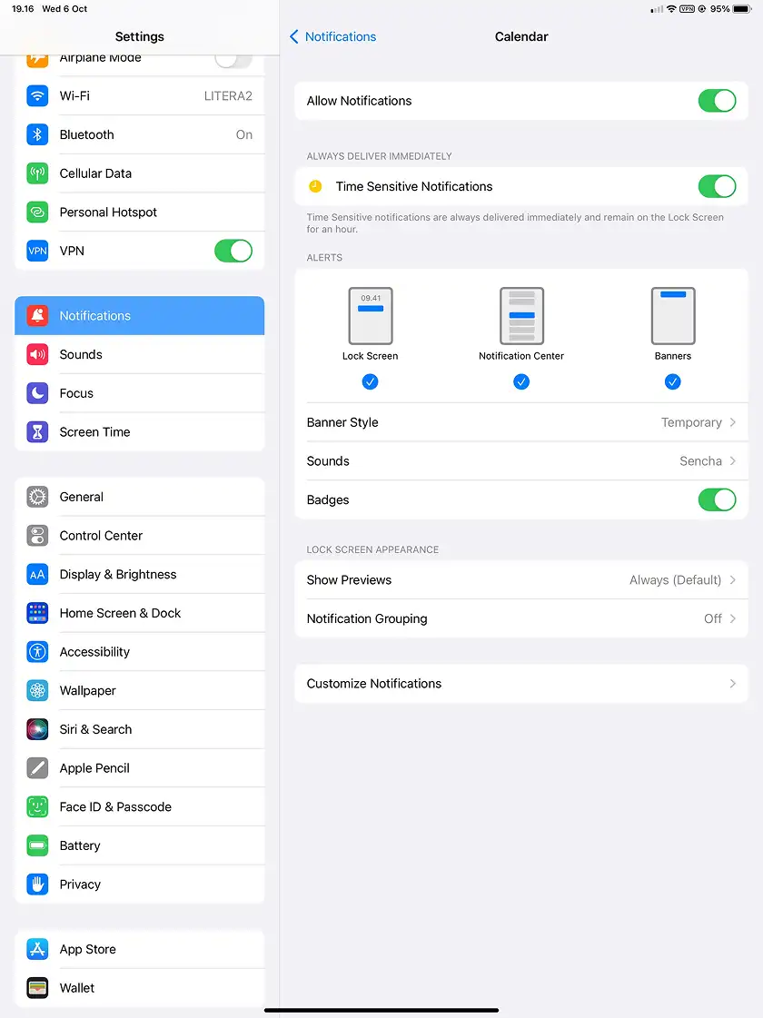 تنظیمات مدیریت نوتیفیکیشن ها در آیپد