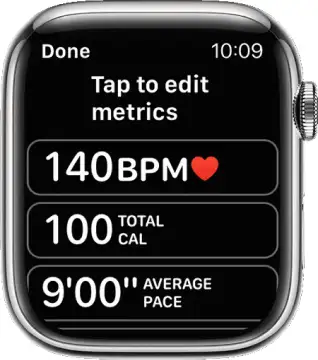 Showing and hiding Fitness+ metrics