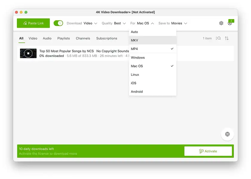 دانلودر یوتوب برای مک 4K Video Downloader+