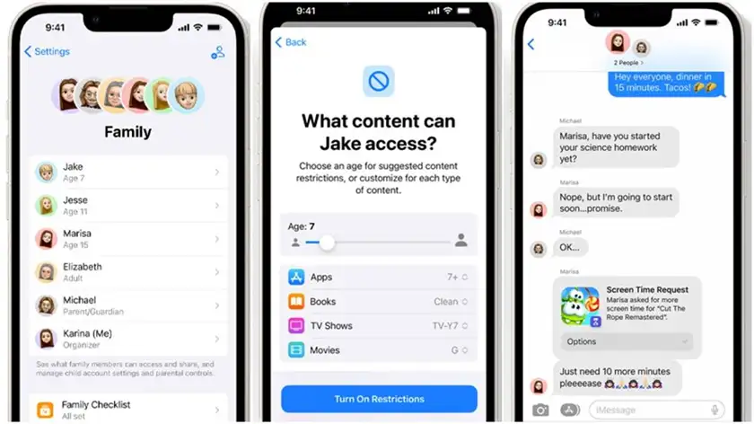 کنترل های والدین در Family Sharing