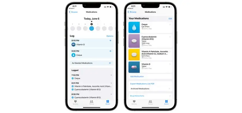 ثبت و یادآوری زمان مصرف دارو در Apple Health