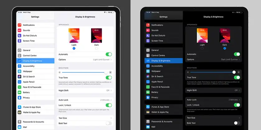 فعالسازی حالت تیره یا تم دارک مود آیپد