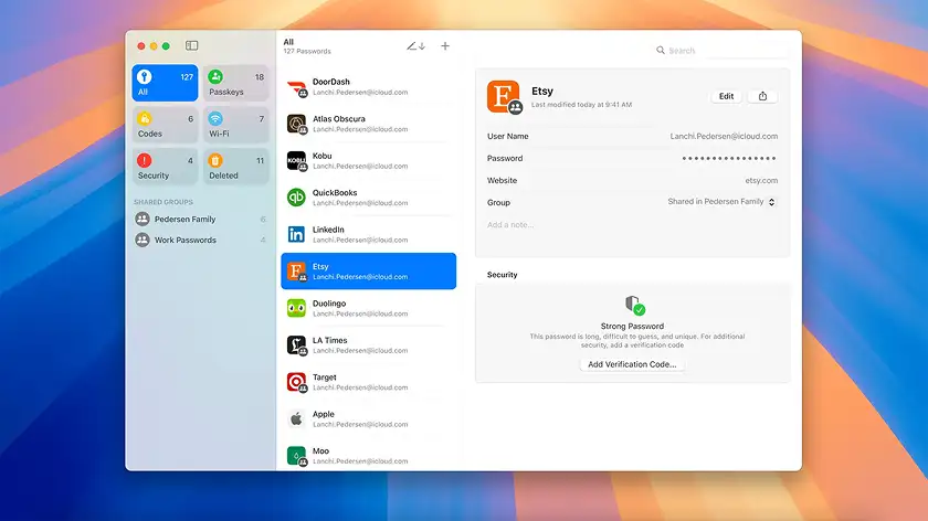 اپلیکیشن Passwords