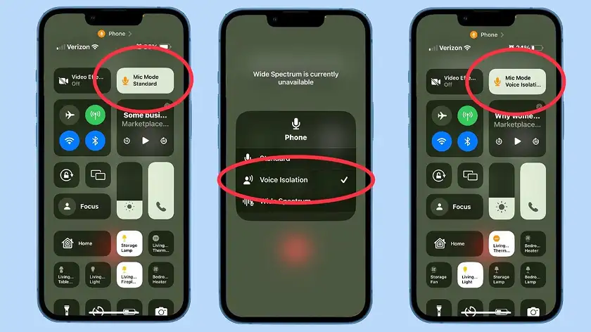فعالسازی Voice Isolation برای حذف نویز محیط