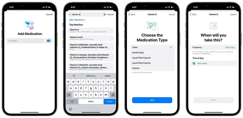 نحوه افزودن دارو به اپل هلث