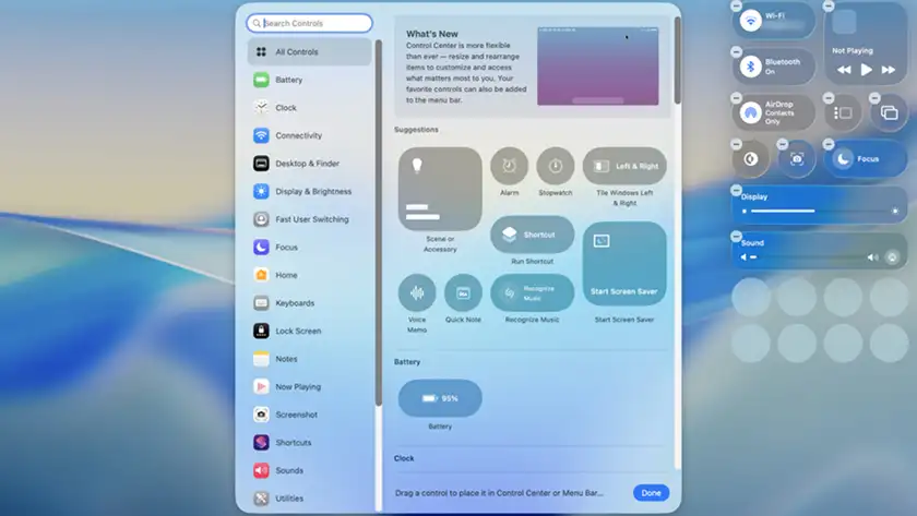 کنترل سنتر مک او اس 26شخصی سازی 