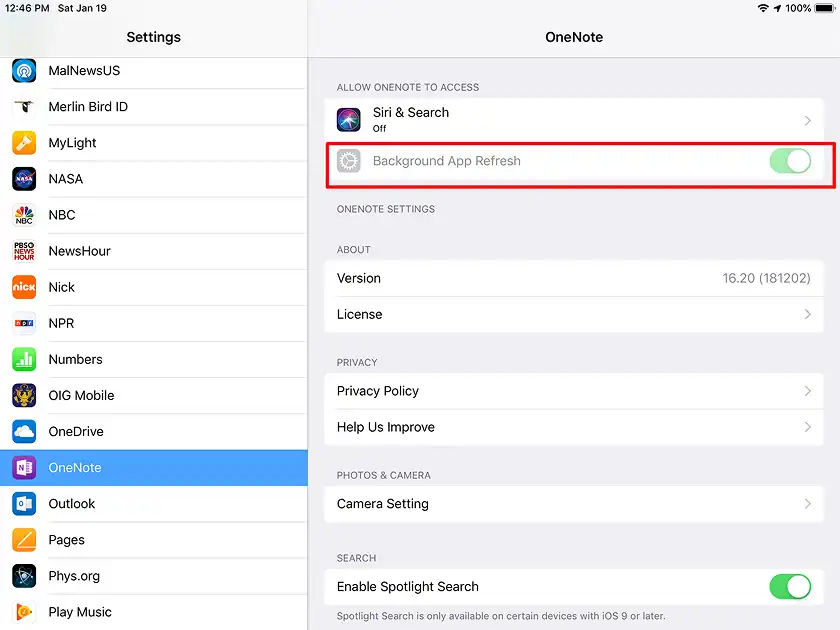 خاموش کردن Background App Refresh در آیپد