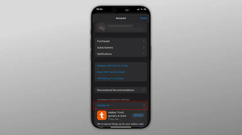 بخش آپدیت ها در اپ استور