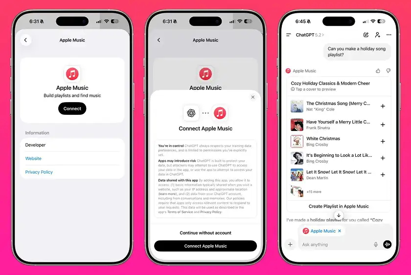 نحوه اتصال ChatGPT به Apple Music