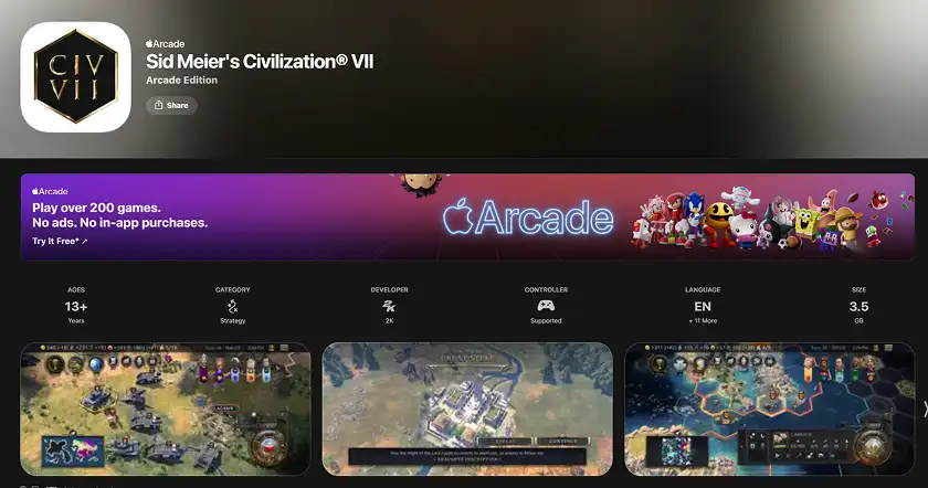 دانلود بازی تمدن Civilization VII برای آیفون و آیپد از اپل آرکید