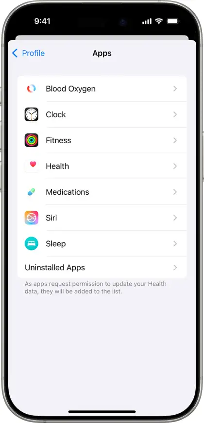 Adding information from other apps to the Health app