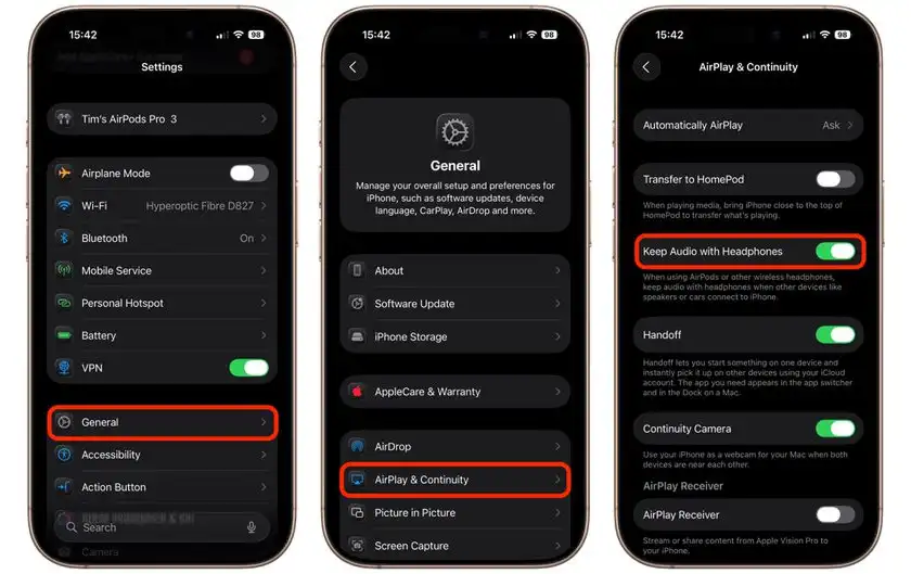 چطور قابلیت Keep Audio with Headphones را فعال کنیم؟