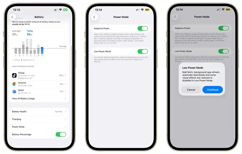 فعالسازی Adaptive Power در iOS 26 برای افزایش عمر باتری آیفون