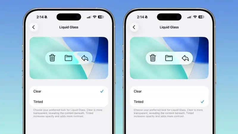 کنترل شفافیت Liquid Glass