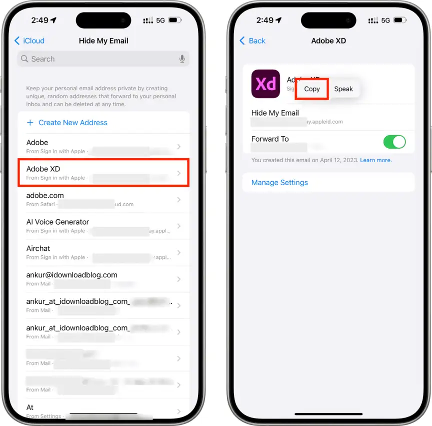 How to manage temporary iCloud+ emails?