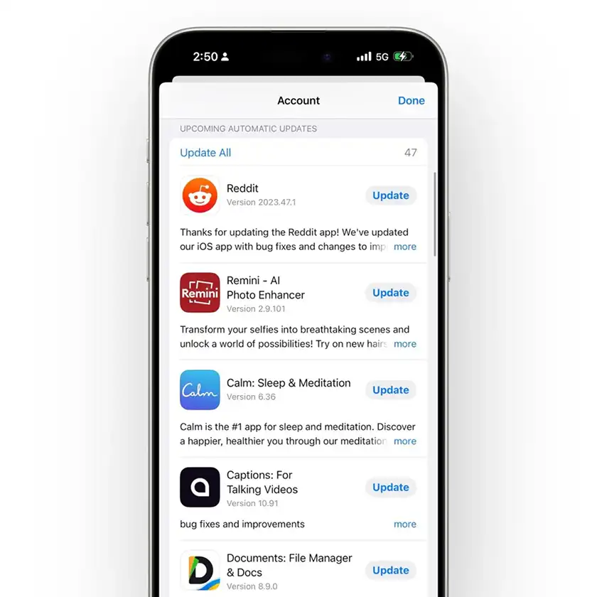 بروزرسانی اپلیکیشن ها بعد از آپدیت به iOS 26