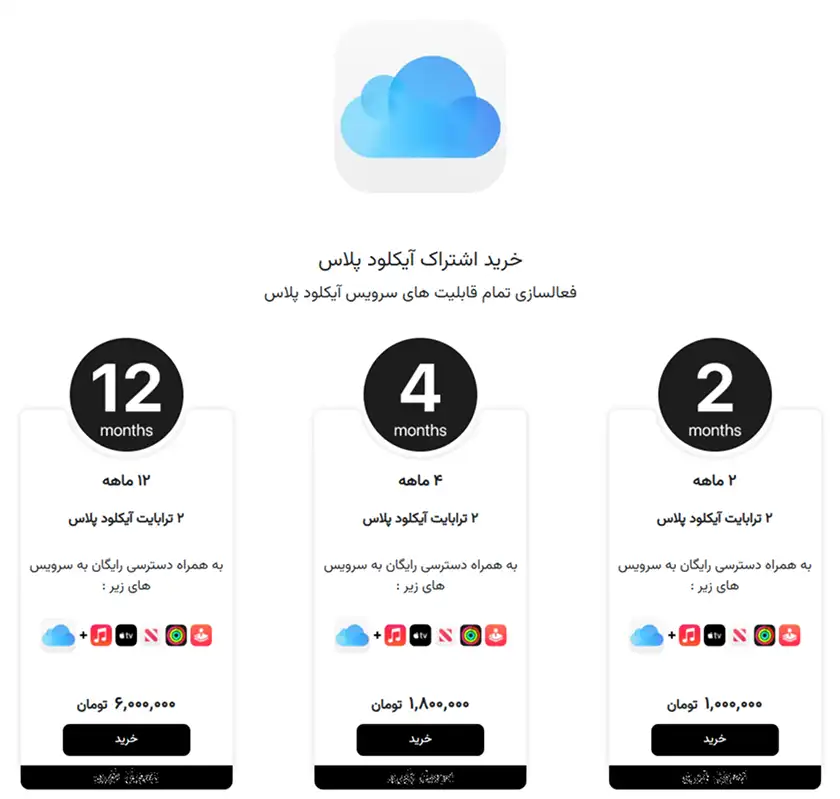 خرید اشتراک آیکلود پلاس از اپل 98