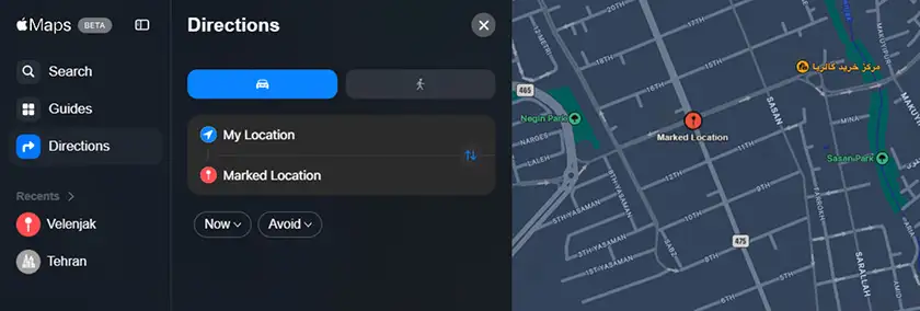 مسیریابی با Apple Maps