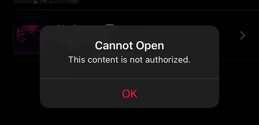 ارور This Content is Not Authorized اپل موزیک به چه معناست؟
